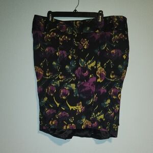 Torrid Black Floral Pencil Skirt With Mermaid Ruffle Detail